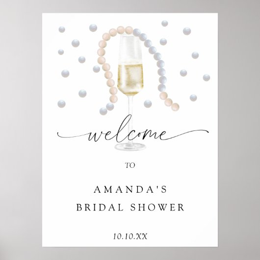 Parels en Prosecco welkom vrijgezellenfeest feest Poster (Voorkant)