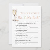 Parels en Prosecco Wie kent de bruid Beste spel Kaart (Voorkant)