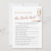 Parels en Prosecco Wie kent de bruid Beste spel Kaart (Voorkant)