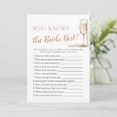 Parels en Prosecco Wie kent de bruid Beste spel Kaart (Staand voorkant)