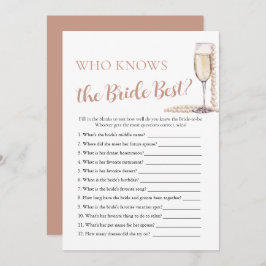 Parels en Prosecco Wie kent de bruid Beste spel Kaart