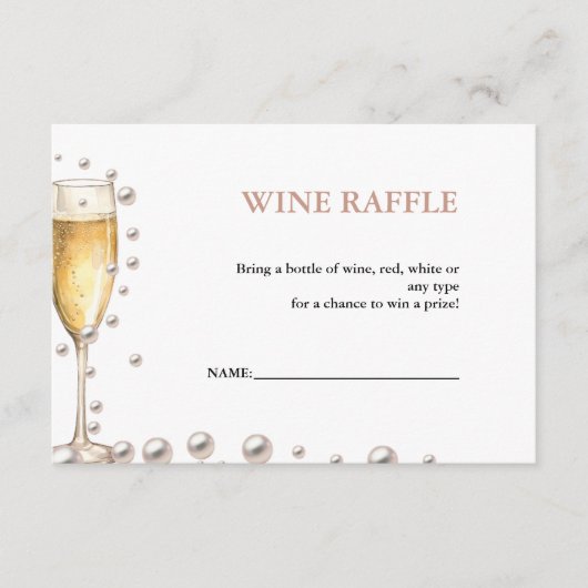 Parels en Prosecco Wijn Raffle Vrijgezellenfeest S Informatiekaartje (Voorkant)