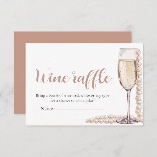 Parels en Prosecco Wijn Raffle Vrijgezellenfeest S Informatiekaartje (Voorkant / Achterkant)
