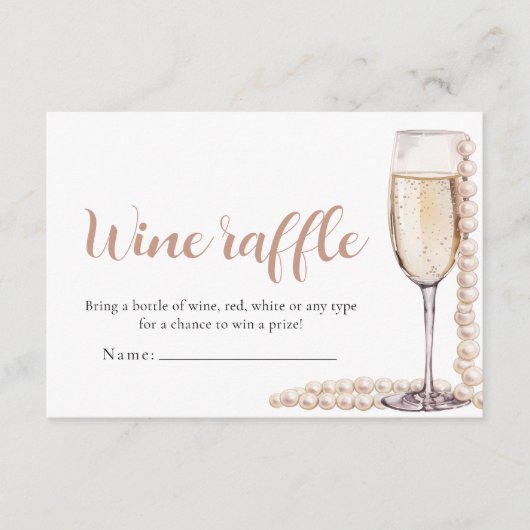 Parels en Prosecco Wijn Raffle Vrijgezellenfeest S Informatiekaartje (Voorkant)