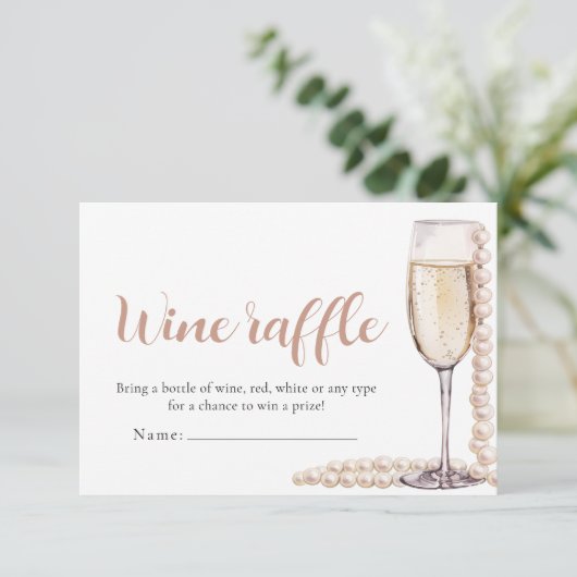 Parels en Prosecco Wijn Raffle Vrijgezellenfeest S Informatiekaartje (Staand voorkant)