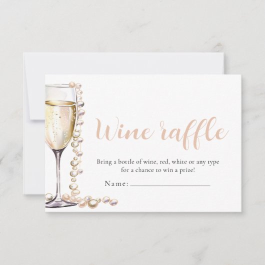 Parels en Prosecco Wijn Raffle Vrijgezellenfeest S Kaart (Voorkant)