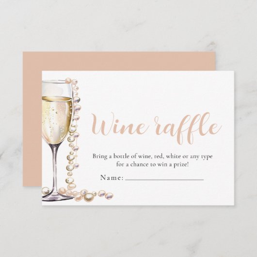 Parels en Prosecco Wijn Raffle Vrijgezellenfeest S Kaart (Voorkant / Achterkant)