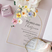 Parels en Prosecco Wildflower Boho Vrijgezellenfee Acryl Uitnodigingen