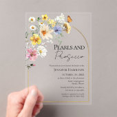 Parels en Prosecco Wildflower Boho Vrijgezellenfee Acryl Uitnodigingen (Insitu (Draagbaar))