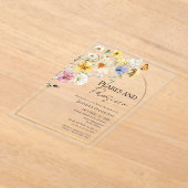 Parels en Prosecco Wildflower Boho Vrijgezellenfee Acryl Uitnodigingen (Laagn)