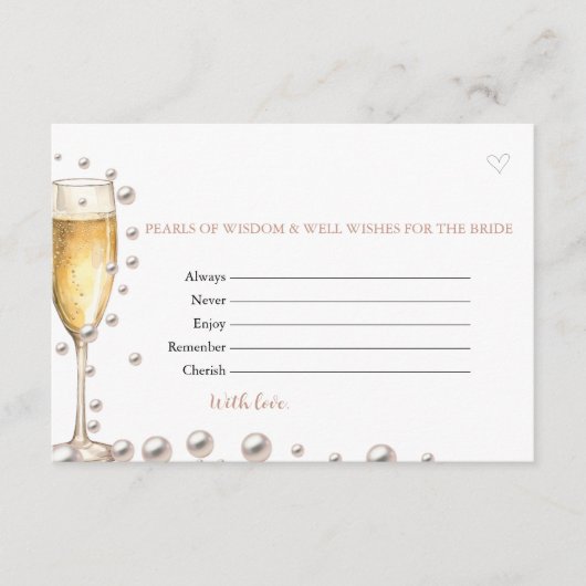 Parels en Prosecco Wisdom & WIshes Vrijgezellenfee Informatiekaartje (Voorkant)