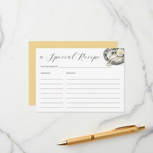 Parels en Roos Vrijgezellenfeest Recept Informatiekaartje (Voorkant / Achterkant in situ)