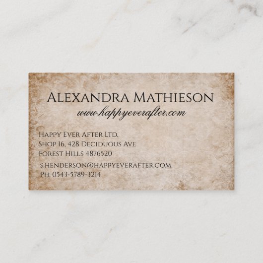 parels en roze lintbord visitekaartje (Achterkant)