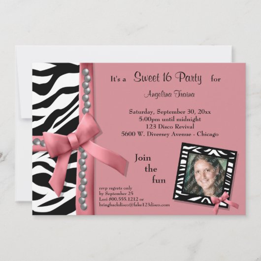 Parels en roze met Zebrastripes Kaart (Voorkant)