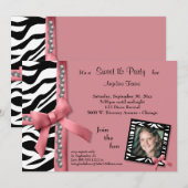 Parels en roze met Zebrastripes Kaart (Voorkant / Achterkant)