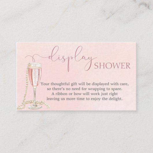 Parels en roze Prosecco Bruids Display Douche Informatiekaartje (Voorkant)