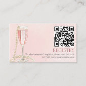 Parels en roze Prosecco Vrijgezellenfeest Registry Informatiekaartje (Voorkant)