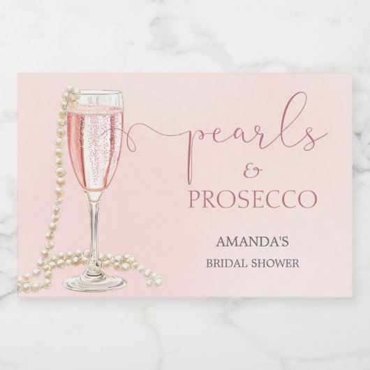 Parels en roze Prosecco Vrijgezellenfeest Sparkling Wijnetiket (Enkel label)