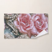  parels en roze rozenpatroon bad handdoek (Handdoek)