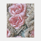 parels en roze rozenpatroon fleece deken (Voorkant)