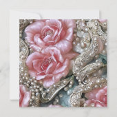 parels en roze rozenpatroon kaart (Achterkant)