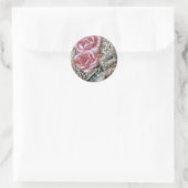 parels en roze rozenpatroon ronde sticker (Tas)