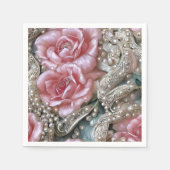  parels en roze rozenpatroon servet (Voorkant)