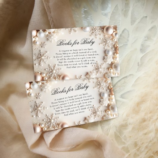 Parels en sneeuwvlokken Baby shower Boeken voor Ba Informatiekaartje