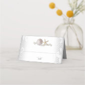 Parels en White Lace Beach Wedding Place Card Plaatskaartje (Voorkant)