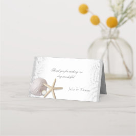 Parels en White Lace Beach Wedding Place Card Plaatskaartje