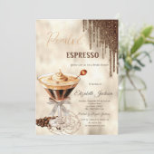 Parels Espresso Bow Glitter Druppels Kaart (Staand voorkant)