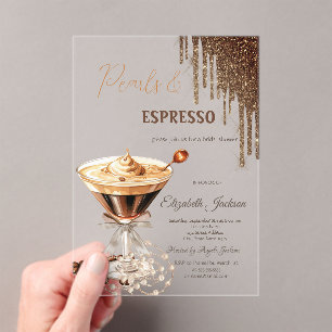Parels Espresso Glitter Drips Acryl Uitnodigingen
