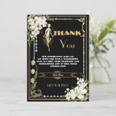 Parels Floral Art Deco Gatsby Twenties Verjaardag Bedankkaart (Staand voorkant)