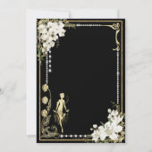 Parels Floral Art Deco Gatsby Twenties Verjaardag Bedankkaart (Achterkant)