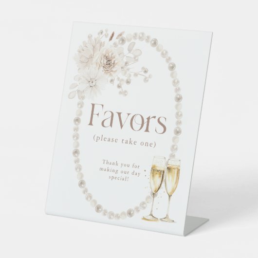 Parels gunsten teken reclamebord met voetstuk (Voorkant)