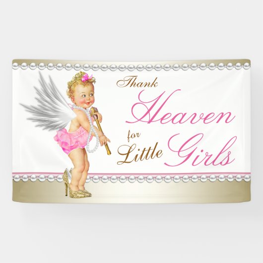 Parels Hak Princess Engel Baby Shower Spandoek (Horizontaal)