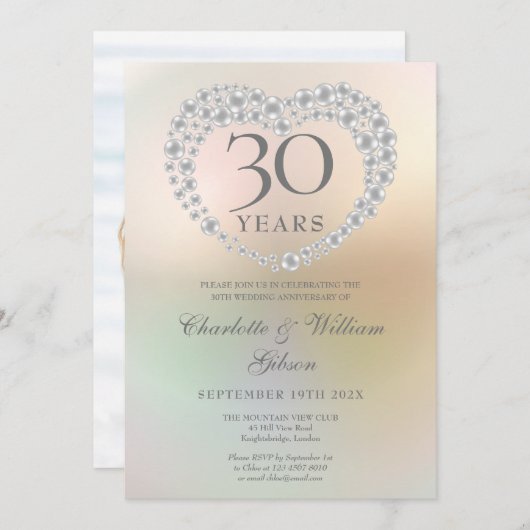 Parels Hart 30e Huwelijksjubileum Foto Kaart (Voorkant / Achterkant)