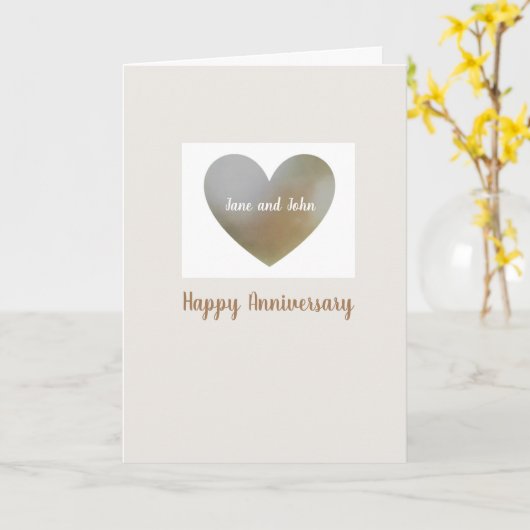 Parels hart jubileumkaart- gepersonaliseerd kaart (Gele Bloem)