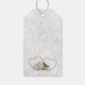 Parels Harten & Bloemen Damast Bruiloft Cadeaulabel (Achterkant)