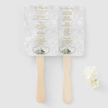 Parels Harten & Bloemen Damast Huwelijksprogramma