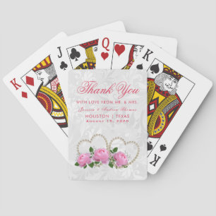 Parels Harten & Rozen Damast Trouwgunst Pokerkaarten