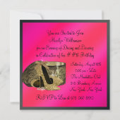 Parels High Heel Schoenen Hot Pink Vrouwen Verjaar Kaart (Achterkant)