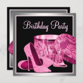 Parels High Heel Schoenen Vrouwen Hot Pink Verjaar Kaart (Voorkant / Achterkant)