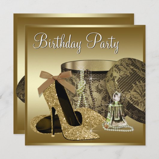 Parels High Heel Schoenen Zwart Goud Vrouwen Verja Kaart (Voorkant / Achterkant)