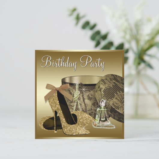 Parels High Heel Schoenen Zwart Goud Vrouwen Verja Kaart (Staand voorkant)