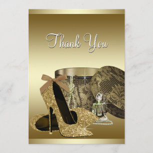 Parels Hoge Hak Schoenen Zwart Goud Bedankt Card