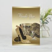 Parels Hoge Hak Schoenen Zwart Goud Bedankt Card (Staand voorkant)