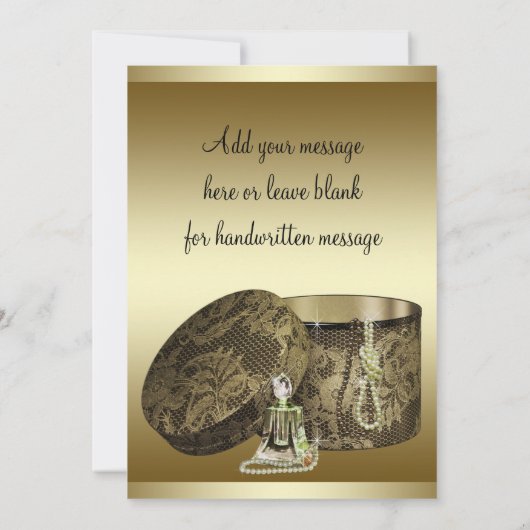 Parels Hoge Hak Schoenen Zwart Goud Bedankt Card (Achterkant)