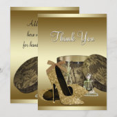 Parels Hoge Hak Schoenen Zwart Goud Bedankt Card (Voorkant / Achterkant)