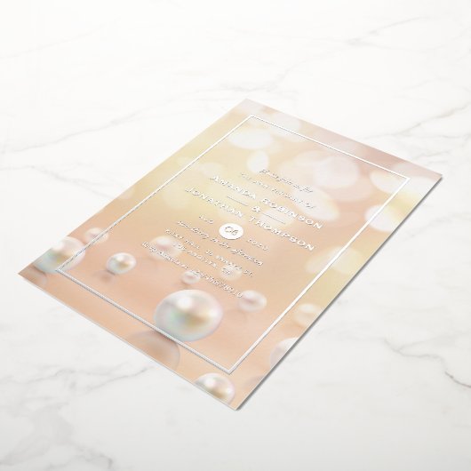 Parels Huwelijksjubileum Folie Uitnodiging (Gedraaid)